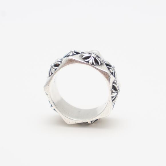 RARE CHROME HEARTS 2014 PENTAGON CH PLUS RING 925 Sterling Silver USA Size : 10 - Picture 4 of 16